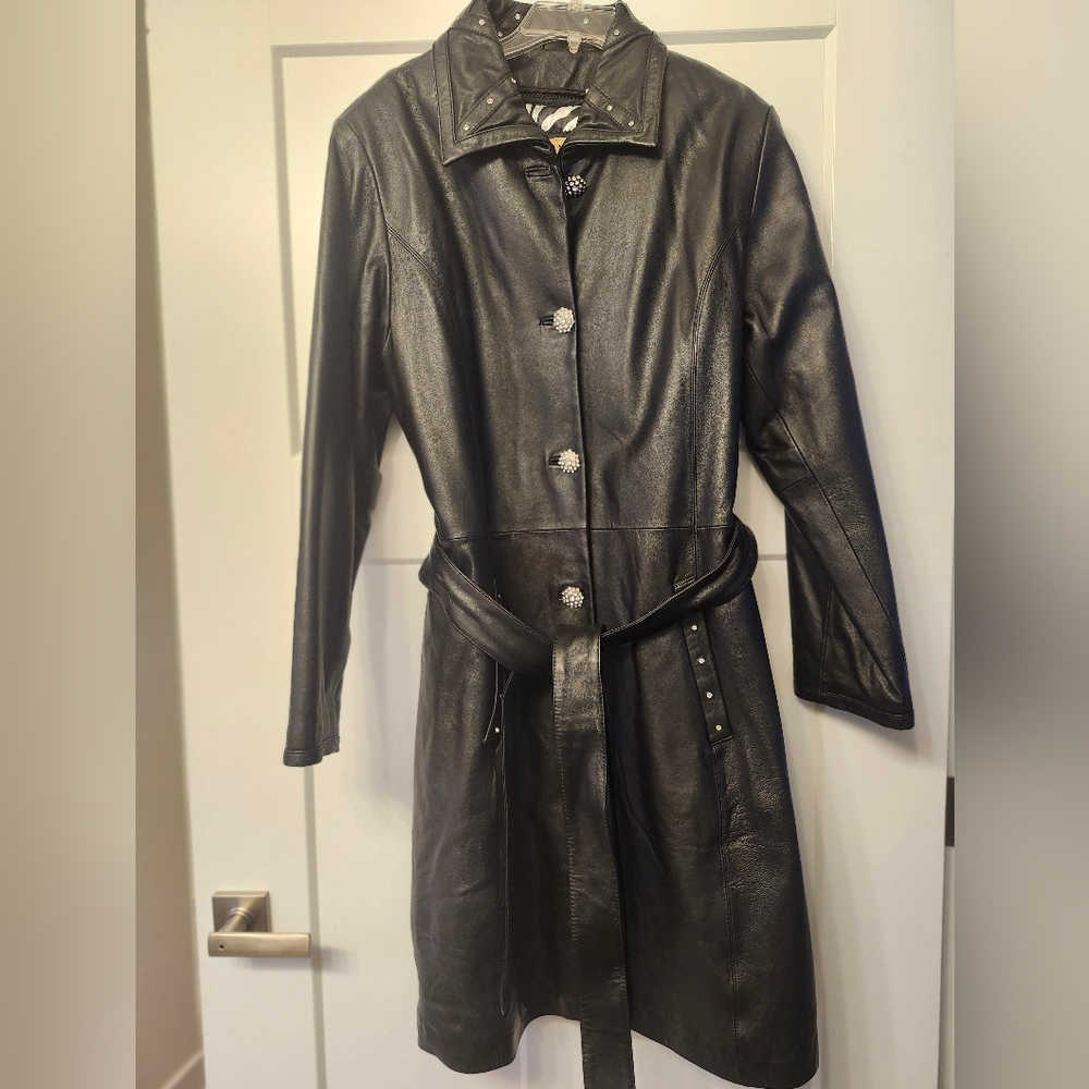 Midnight Velvet Black Leather Jacket with Belt